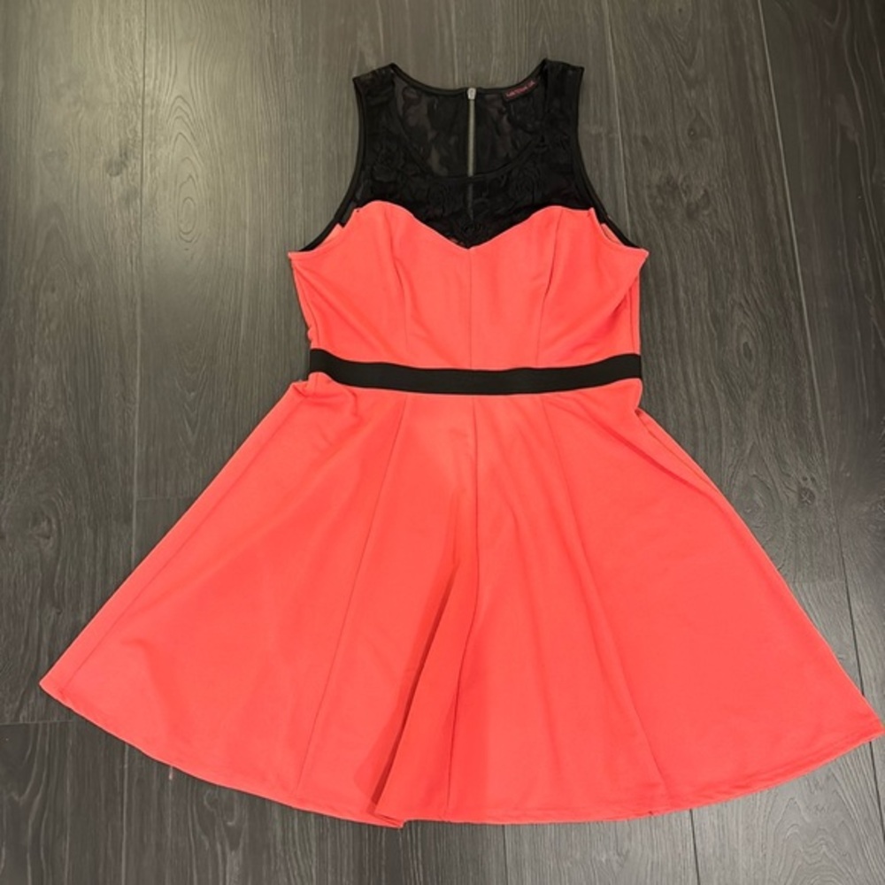 Material Girl - Black and Pink/Orange Dress